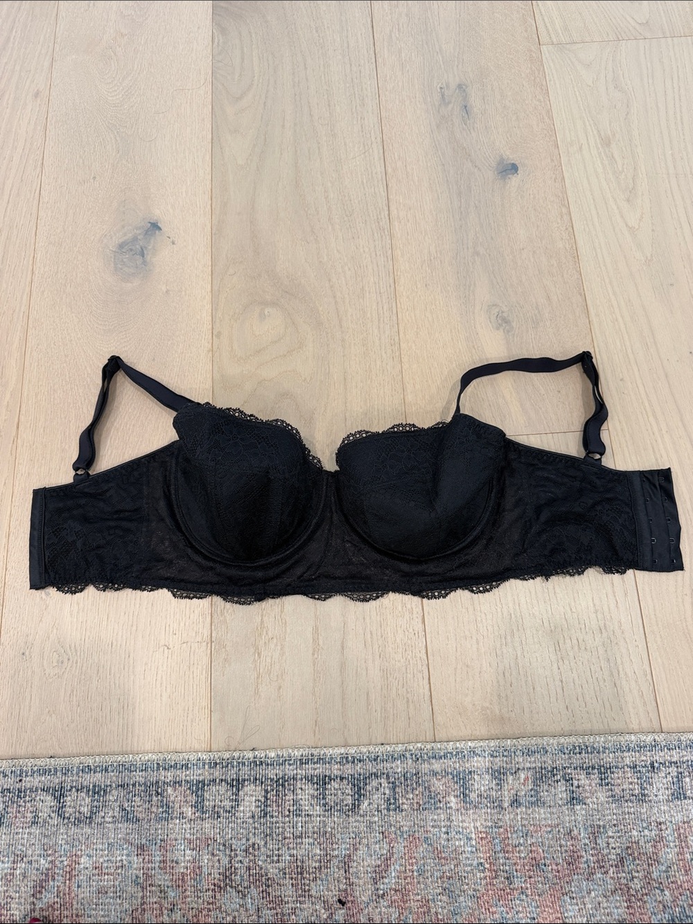 Freya Longline Black Lace Underwire Balconette Bra Size 28i / 28G